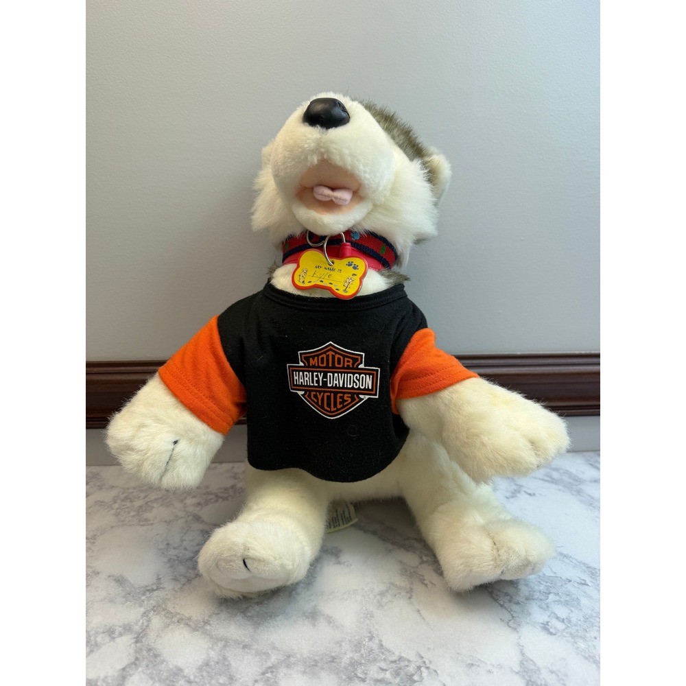 Build-A-Bear Husky Plush Harley-Davidson Biker Outfit Leather Jacket Jeans 16" - Picture 10 of 16